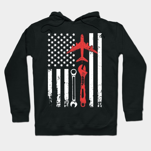 Airplane Mechanic Flag Hoodie by captainmood